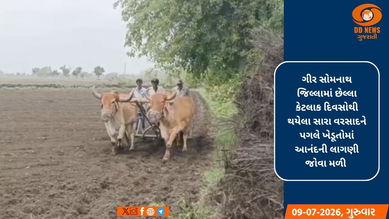 ગીર સોમનાથમાં મેઘમહેર: ખરીફ પાકની વાવણીનો ઉત્સાહભેર પ્રારંભ