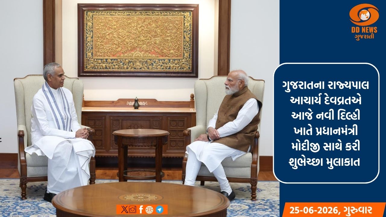 પ્રધાનમંત્રી મોદી સાથે નવી દિલ્હીમાં રાજ્યપાલ આચાર્ય દેવવ્રતએ શુભેચ્છા કરી મુલાકાત 