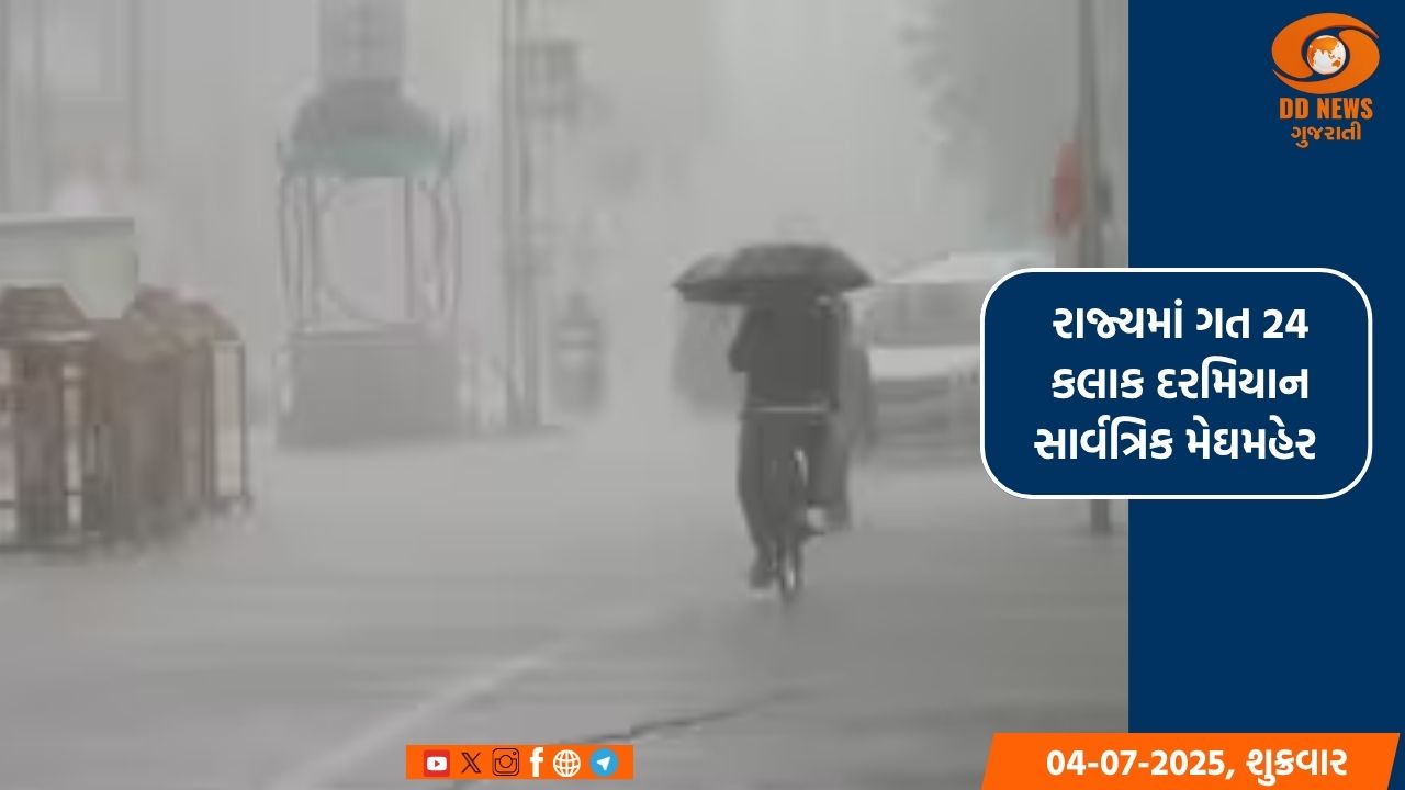 રાજ્યમાં ગત 24 કલાક દરમિયાન સાર્વત્રિક મેઘમહેર : 33 જિલ્લાના 199 તાલુકામાં વરસાદ વરસ્યો 