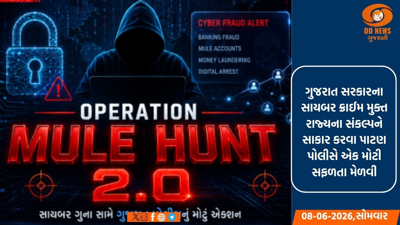 પાટણમાં રૂ. 398 કરોડનું મહા સાયબર કૌભાંડ ઝડપાયું: 'ઓપરેશન મ્યુલ હન્ટ 2.0' હેઠળ 20 સામે ગુનો