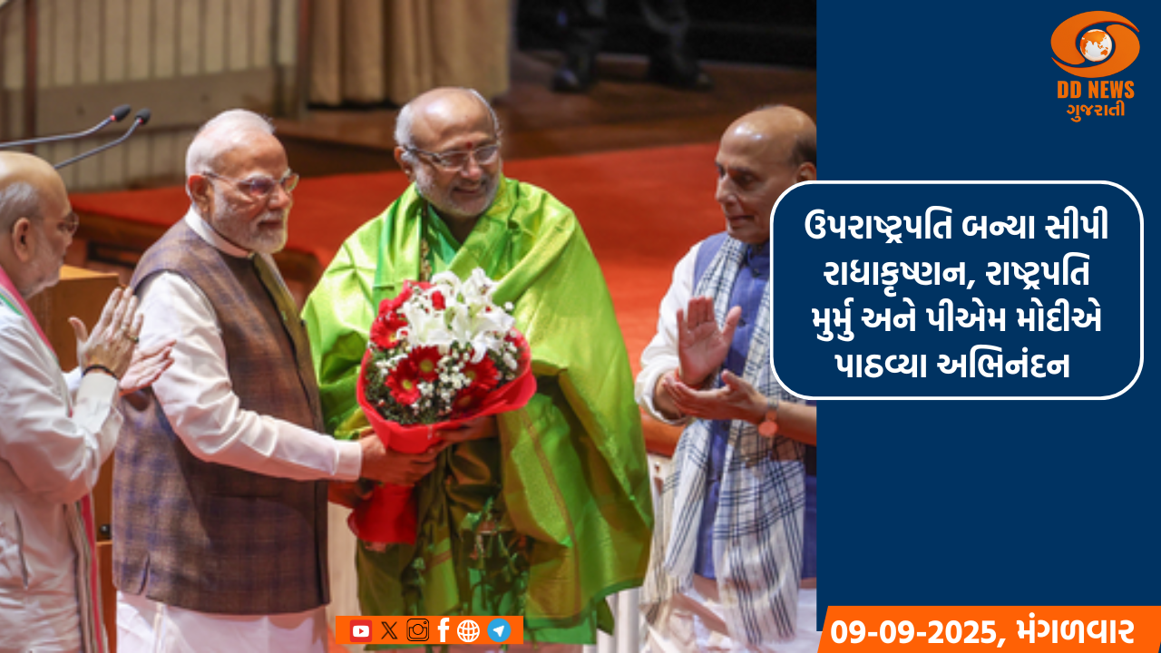 ઉપરાષ્ટ્રપતિ બન્યા સીપી રાધાકૃષ્ણન, રાષ્ટ્રપતિ મુર્મુ અને પીએમ મોદીએ પાઠવ્યા અભિનંદન 