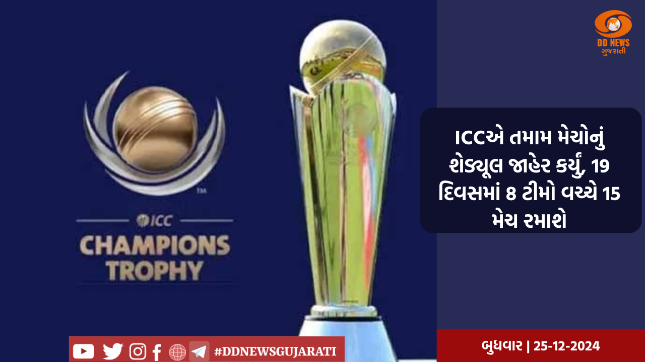 ICCએ તમામ મેચોનું શેડ્યૂલ જાહેર કર્યું, 19 દિવસમાં 8 ટીમો વચ્ચે 15 મેચ રમાશે