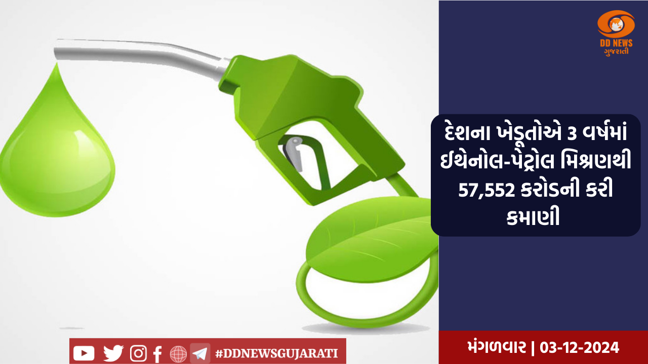 દેશના ખેડૂતોએ 3 વર્ષમાં ઈથેનોલ-પેટ્રોલ મિશ્રણથી 57,552 કરોડની કરી કમાણી 