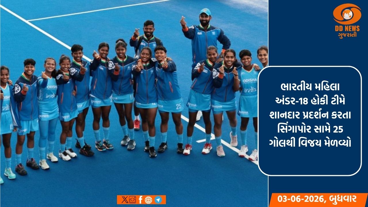 ભારતીય મહિલા અંડર-18 હોકી ટીમે શાનદાર પ્રદર્શન કરતા સિંગાપોર સામે 25 ગોલથી વિજય મેળવ્યો