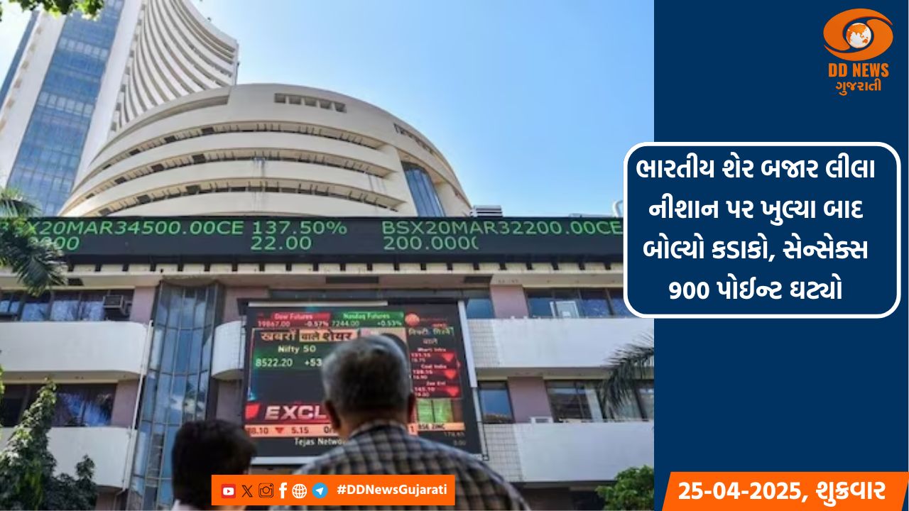 ભારતીય શેર બજાર લીલા નીશાન પર ખુલ્યા બાદ બોલ્યો કડાકો, સેન્સેક્સ 900 પોઈન્ટ ઘટ્યો