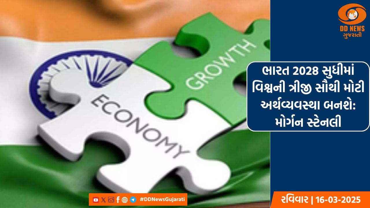 ભારત 2028 સુધીમાં વિશ્વની ત્રીજી સૌથી મોટી અર્થવ્યવસ્થા બનશે: મોર્ગન સ્ટેનલી