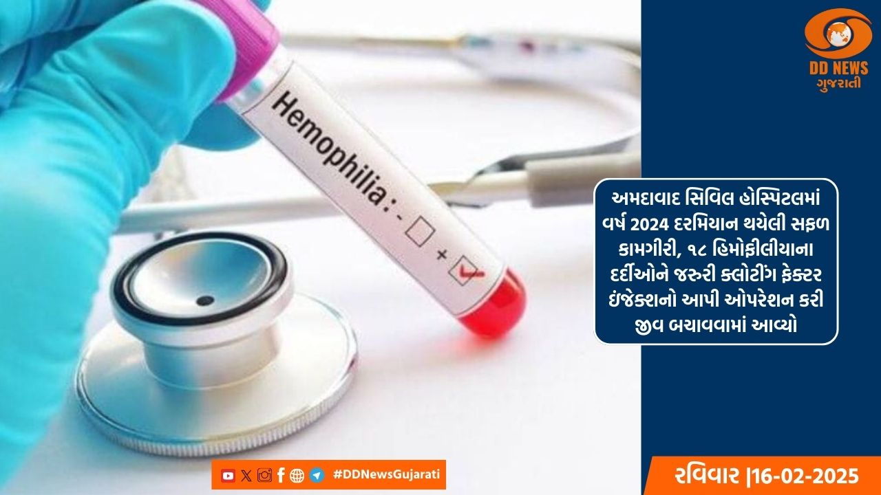હિમોફિલિયાના દર્દીઓને ૮ કરોડ રૂ.ના ખર્ચે જીવનરક્ષક ક્લોટીંગ ફેક્ટર ઇંજેક્શન પુરા પાડવામાં આવ્યા
